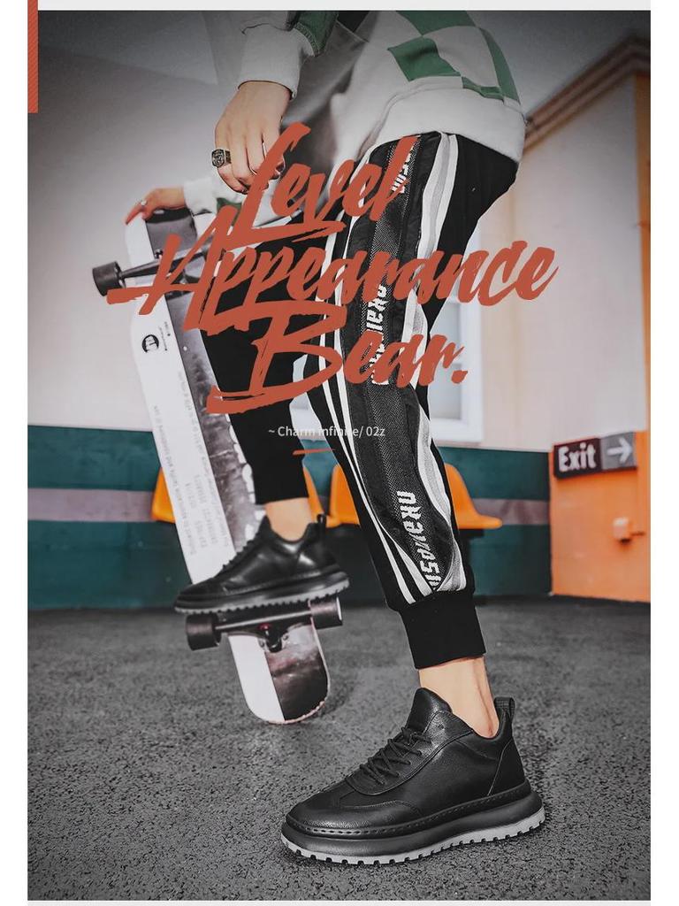 Men's Genuine Microfiber Casual Leather Shoes - Non-Slip, Trendy, and Ideal for Autumn/Winter.