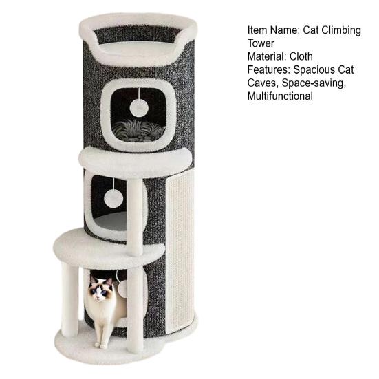 Drapak dla kota Wieża do wspinania dla kota Beczka do drapania dla kota z 3 jaskiniami dla kota Sisalowa podkładka do drapania Wielopoziomowa wieża do zabawy dla kota dla rodziny z wieloma kotami