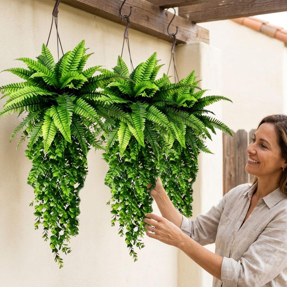 Real Touch Boston Fern Eucalyptus Vine Plastic Artificial Fern Hanging Plant  Indoor Decor