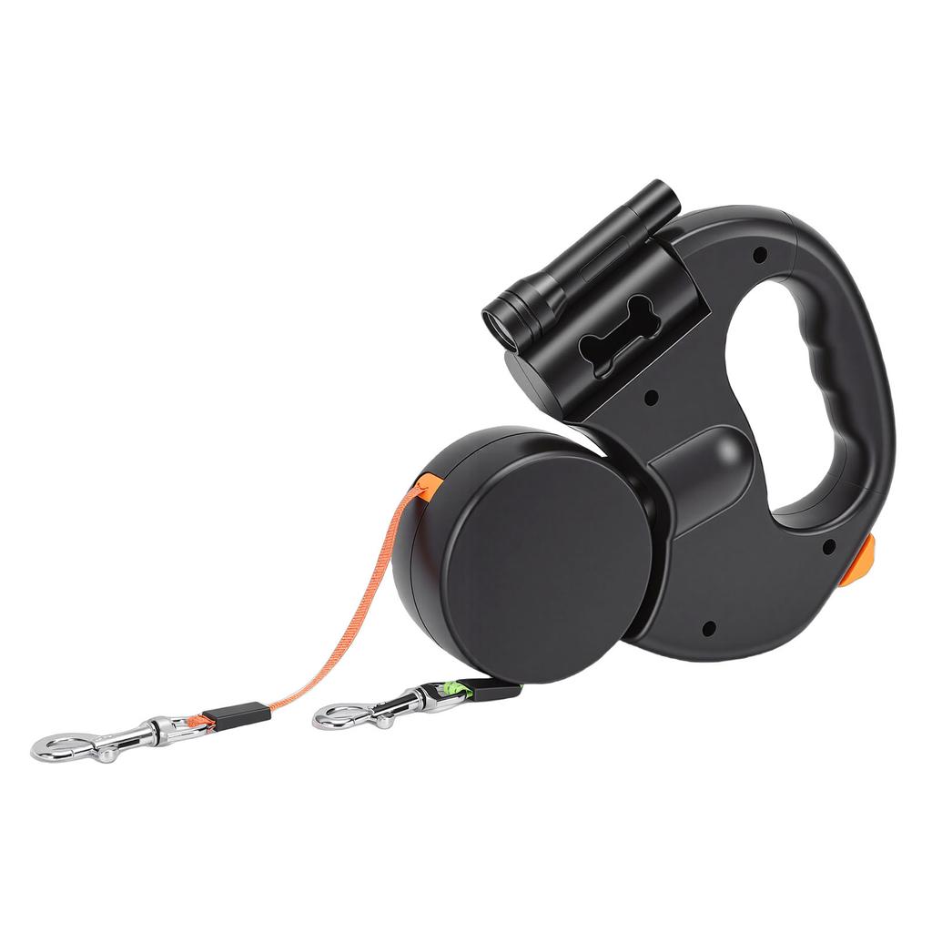 Dual Retractable Dog Leash Smart Night Light Double Headed Extendable Pet Leash for Walking