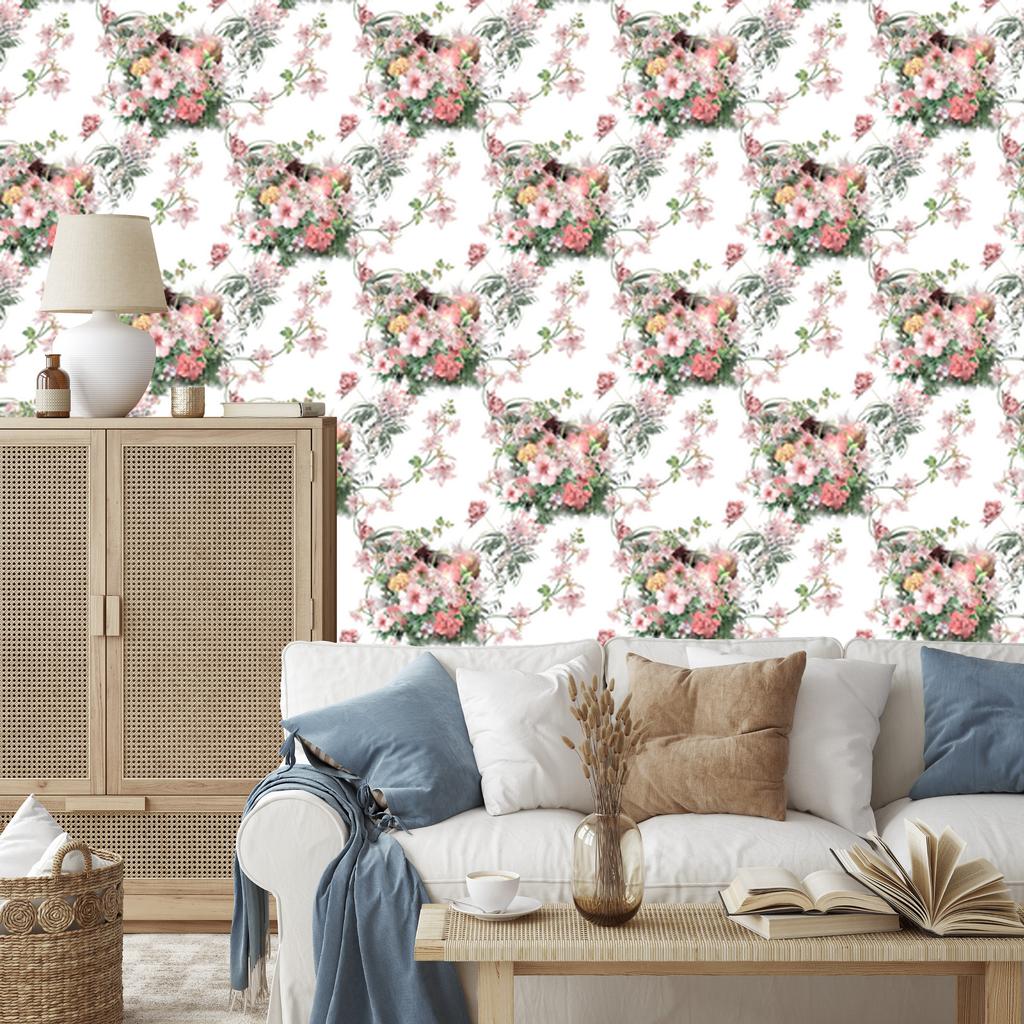Wallpaper Beautiful bouquets of flowers for the living room and bedroom 50x1000
