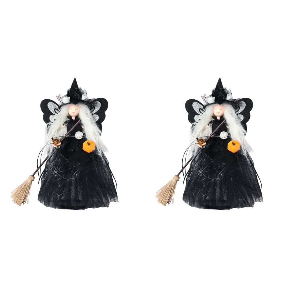 1/2/4 Stück Spukhaus Puppe mit Besen Ornamente Dekorieren Requisiten Baumspitze Stern Hexenpuppe Halloween Dekoration Geisterfest