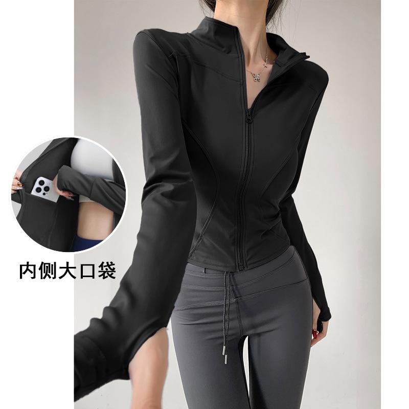 Pilates Fitness Jacket, Quick-dry Top, Stand-collar Yoga Suit, Women's Tight Slimming Waist-tightening Sports Top, Running Training