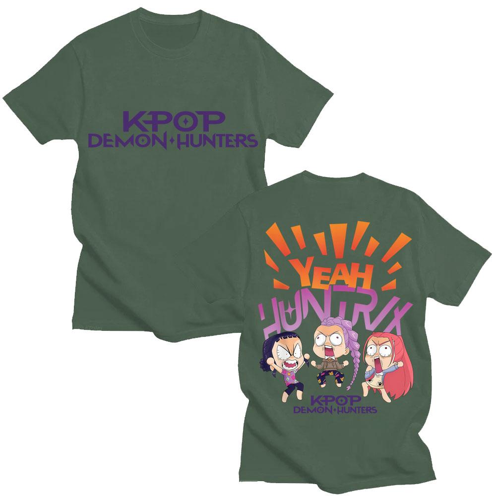 T-shirt K-pop Chasseurs de démons Rumi Mira Zpey Homme Femme Drôle Dessin animé Populaire Mode T-shirts Amples Coton Y2K T-shirts Streetwear