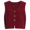 Shop   Women S 6 Color Cropped Button Stretch Knit veSt Red Bom wvS 20784   