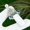 Sterling Silver Natural Scolecite Swiss Blue Topaz Daughter Boho Pendant Jewelry