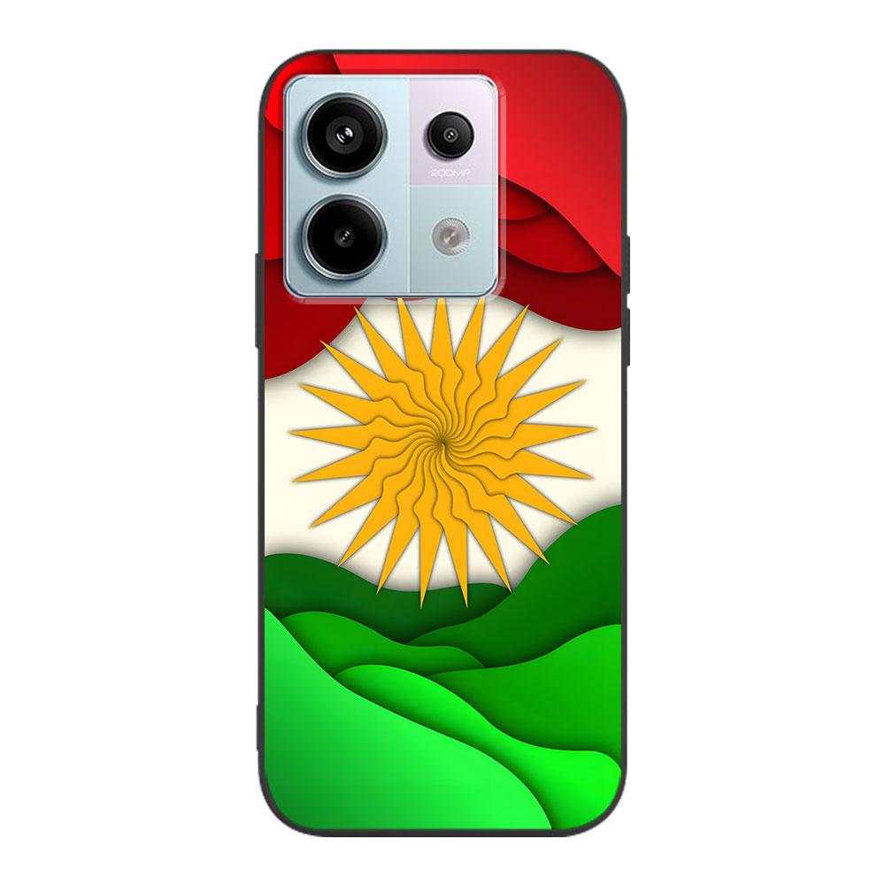 Kurdistan Flag Art Case for Xiaomi Redmi 10 10C 9C 9A 9i 9 Prime 9T 12 12C 10A K40 Pro Black Soft TPU Mobile Phone Bag Cover