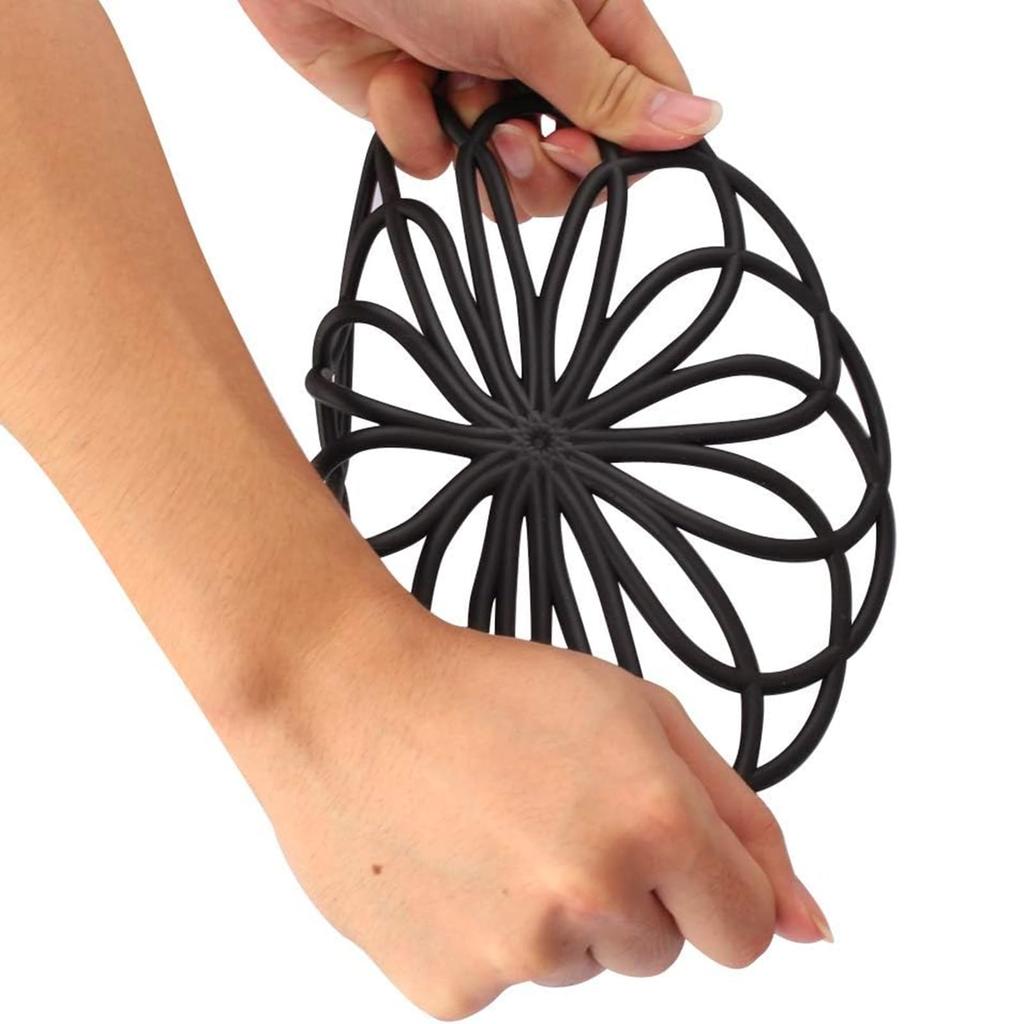 AirAkl Heat-Resistant Trivet Mat, Dish Mat, Pot Holder, Flexible, Durable, Non-Slip Large Coaster Set of 3 (Gray)