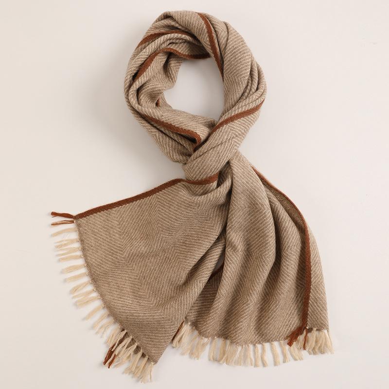 New fashionable edge mat cashmere simple warm fringed scarf women's long scarf