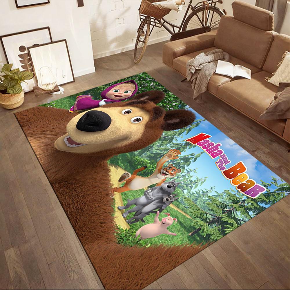 Masha Bear Carpet Suitable for Study Room Entryway Balcony Playrooms Anti-slip Rug Decorate Offices Best for Christmas