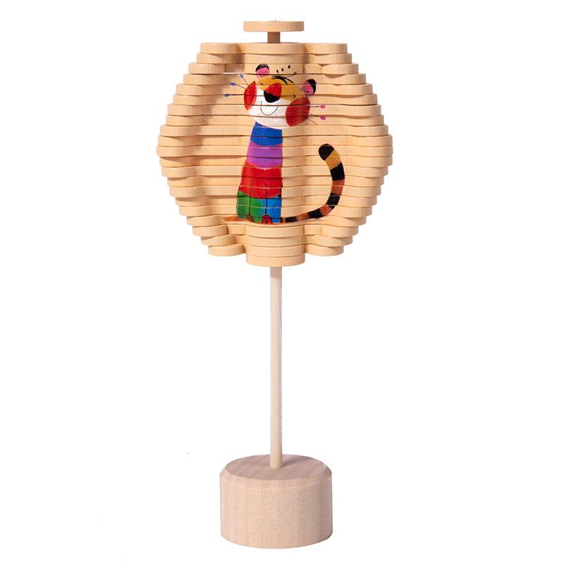 Wooden Rotating Lollipop Figurines Rotating Spin Montessori Toys Portable Interactive Funny Rotating Lollipop Early Education