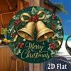Metal Wall Art Vintage Christmas Bells Sign Golden Holly Dark Green Decor