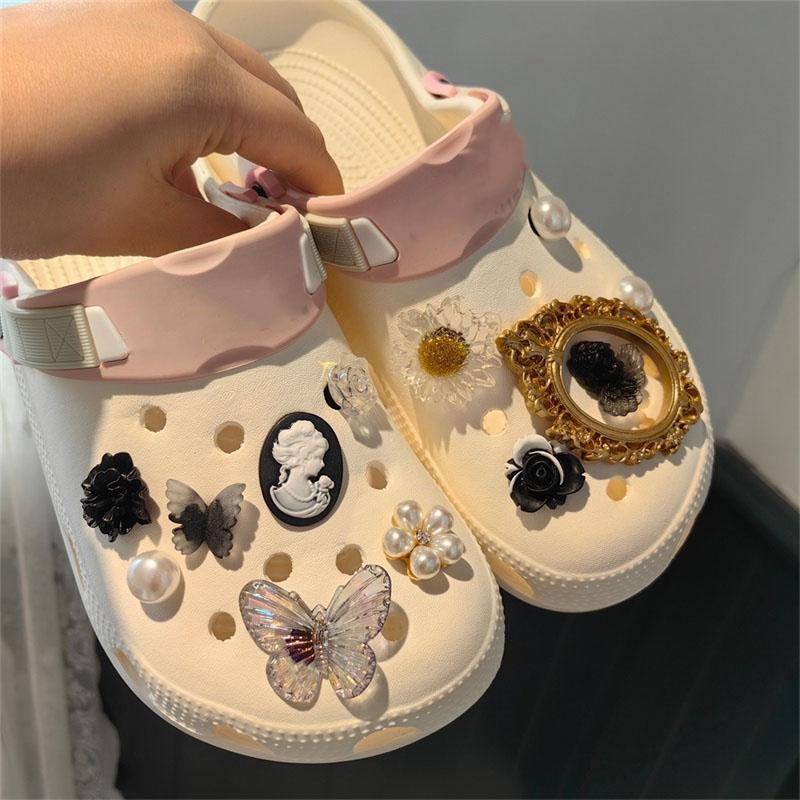 Vintage Rose Shoe Charms DIY Shoe Buckle Pearl Butterfly Detachable Decoraticoraon Buckle Shoe Accessories Girls Party Gift New
