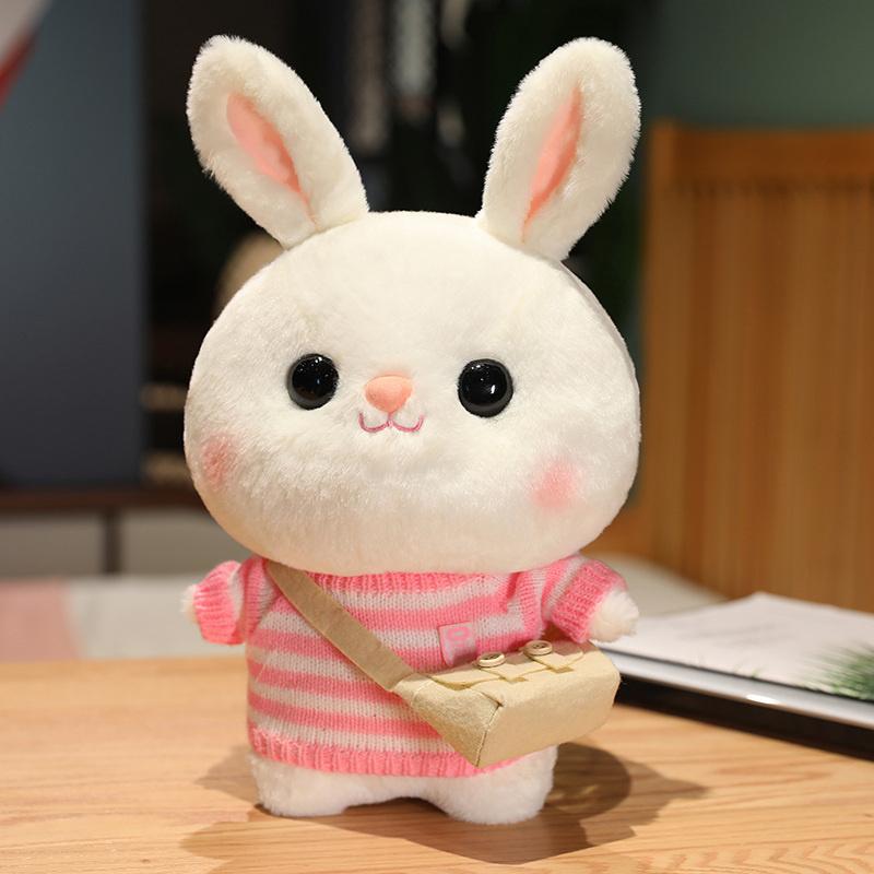 Weiches Kaninchen Lalafanfan Kaninchen Café Mädchen Plüschtier Niedlich 30cm Kawaii Lalafanfan Puppe mit Brille mit Kleidung Spielzeug Geschenk