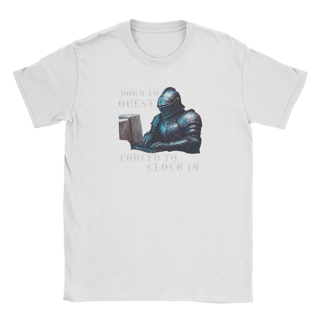 Casual TShirt Summer Born to Quest Forced to Clock in Hip Hop TShirts Cotton Tee Shirt for Adult Short Sleeve Top Tees