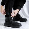 High Quality Men Ankel Boots Autumn Winter Men Boots English Style Thick Soled Mid Top Boot Fashion Retro Lace Up Platform Boots