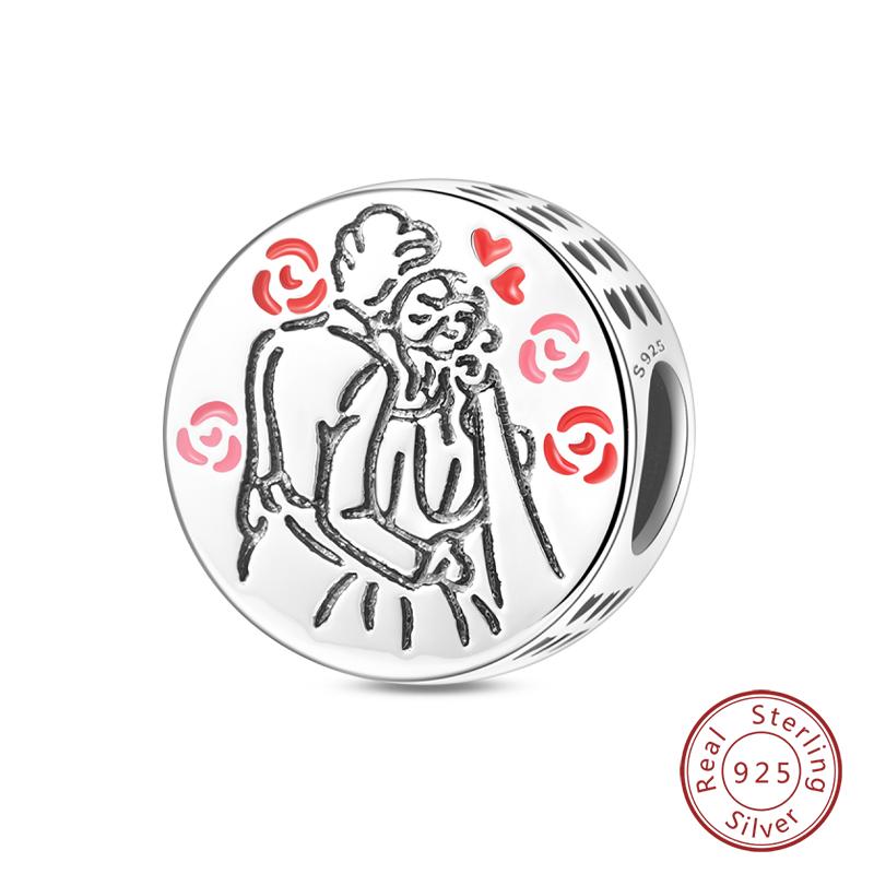 Copper Pink Love Series Charm Love Cube Little Bear Luminous Pendant Fit Original Bracelet Romantic Wedding Jewelry