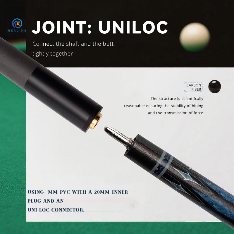 OKHEALING Karbonfaser Billard Queue Billardstöcke 12,9 mm Spitze Uni-loc Gelenk 147 cm / 58 Zoll Länge 19~21 oz Gewicht