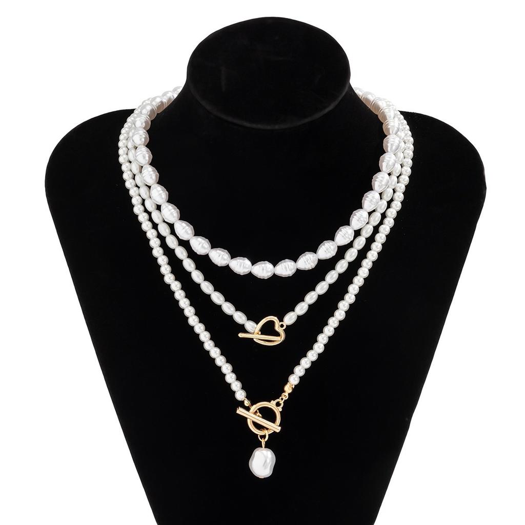 European and American, Temperament Baroque Special-shaped Pearl Necklace, Creative Irregular Chain Collarbone Necklace for Women