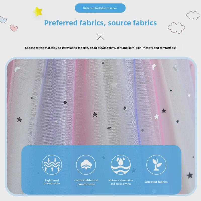 2025 Girls' Unicorn Rainbow Princess Dress: Long Sleeve, Sequined Mesh, Spring/Autumn Birthday Outfit