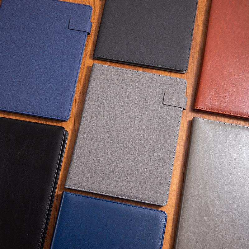 Premium A4 Faux Leather Folder with Magnetic Buckle & Document Clip for Business Meetings