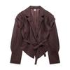Za Export New Arrival Women's Clothing ZR Fashion Style French Fashion Minimalist Versatile Belt Lapel Short Outwear