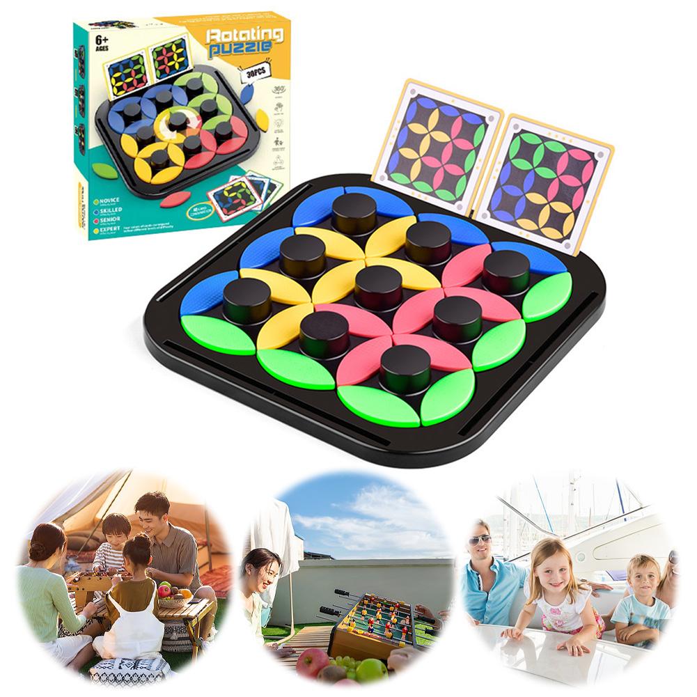 Kids Rotating Puzzle Tangram Table Games Fun Intelligence Desktop Games for Kids Age 4 5 6 7 8 Birthday Gifts