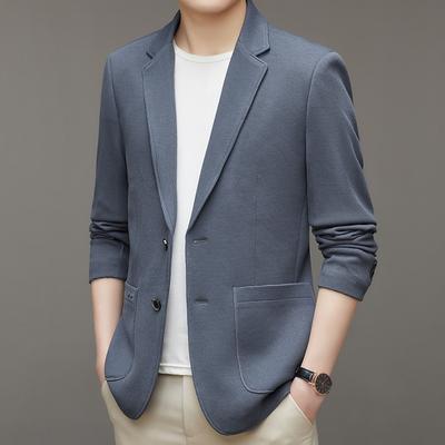 Autumn Men's New Knitted Waffle Casual Small Suit Jacket Men