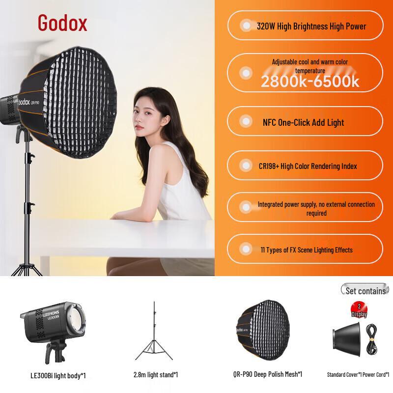 Godox LE300Bi Bi-color LED Video Light with 90cm Softbox