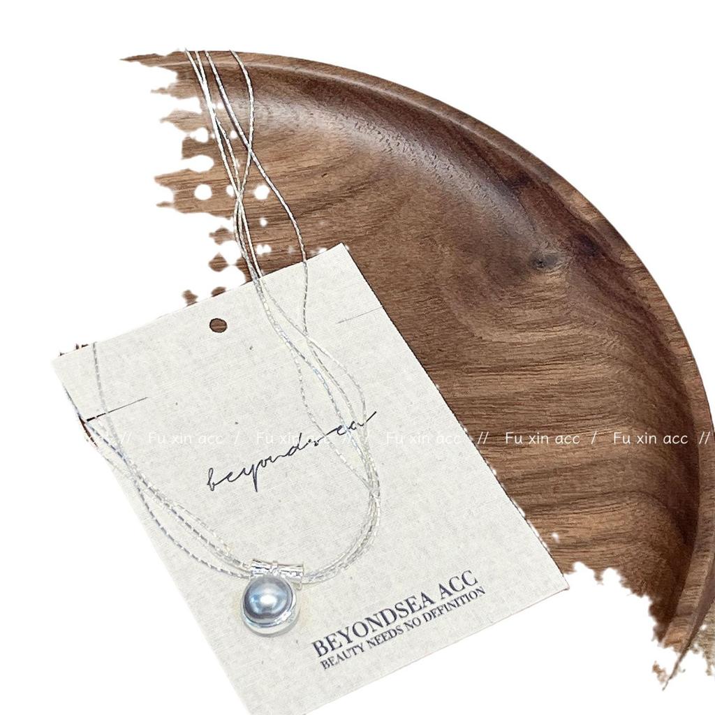 Elegant Gray & White Double-Sided Pearl Pendant Necklace - Minimalist Niche Choker & Versatile Clavicle Chain for Women