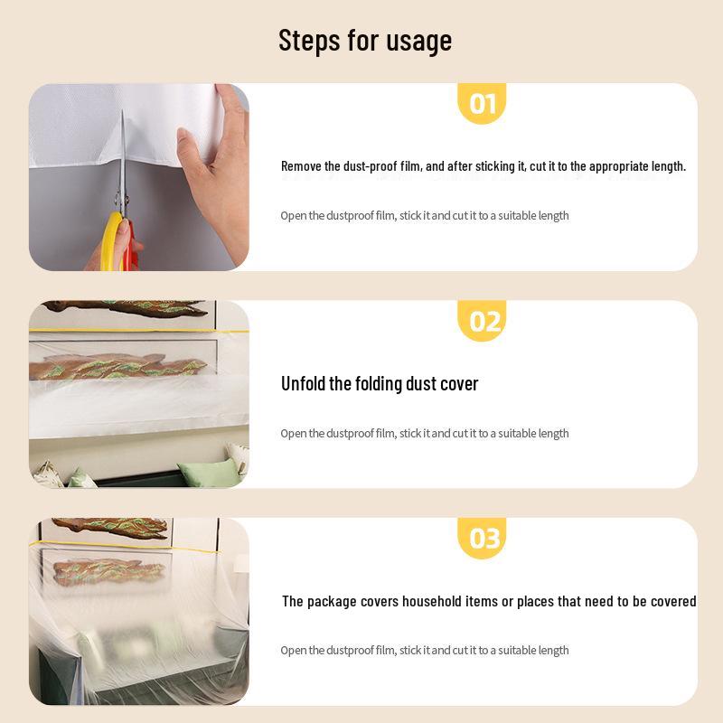 Transparent Dustproof Spray Paint Masking Film for Furniture & More - Disposable PE Protective Film