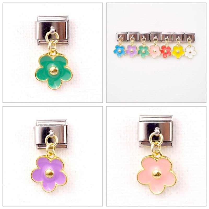 Pack of 7 Multifuntional Bracelet Band Link Tool Stainless Steel Flower Modular Connection Bracelet Charm for Jewelry