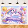 Einhorn-Geburtstagsparty-Dekorationen, Regenbogen-Schloss-Hintergrund, Luftballons, Kuchen, Fotoautomaten-Requisiten, Geschenk für Kinder28