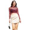 Women's Summer PU Leather Skirts Elastic Slim Solid Color Curved High Waist Short XS-XXL