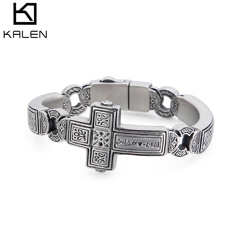 Braccialetti con Ciondolo Croce Grande Cristiana Uomo 20cm Acciaio Inossidabile Simbolo Misterioso Bracciale Amuleto di Preghiera Gioielli 2020