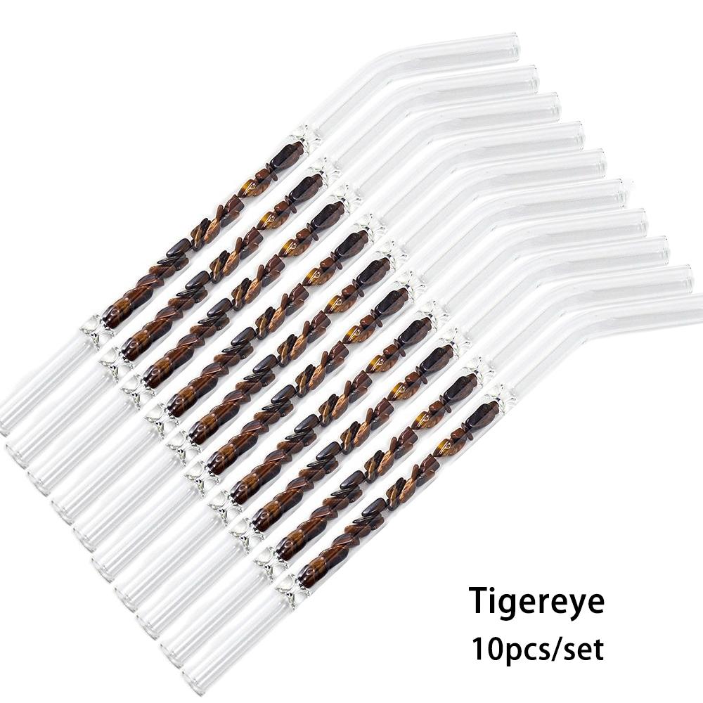 

10pcsNatural Crystal Gravel Glass Pipette quartz Amethyst Energy Tiger eyes Drink Straw Decoration of Family Drinking Utensils 10pcs a set