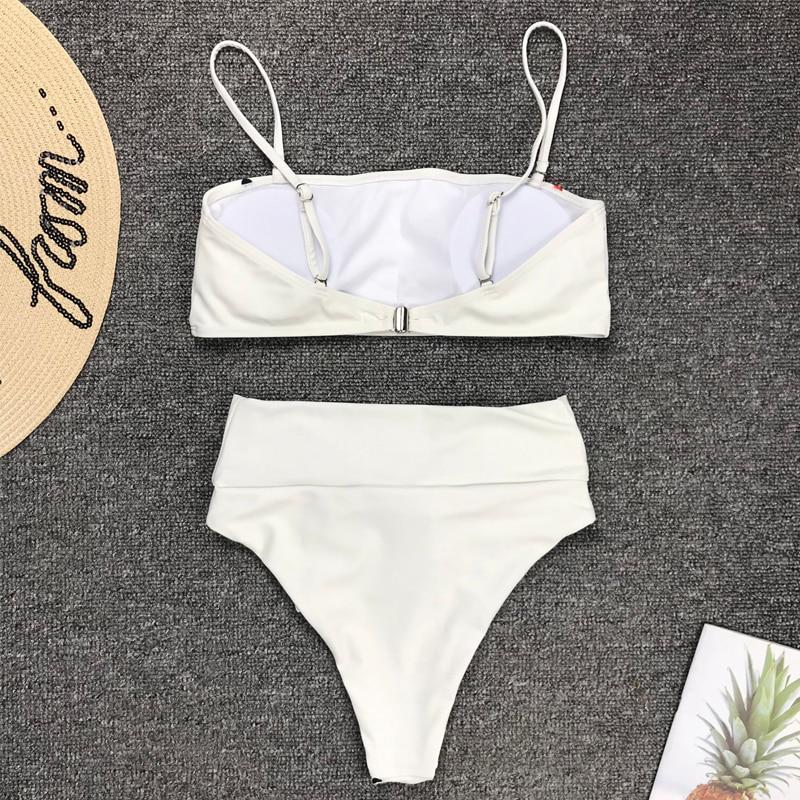 2 Piece Heart Print Bandage Swimsuit Bikini Set Push Up Swimwear High Waisted Girls Bathing Suit