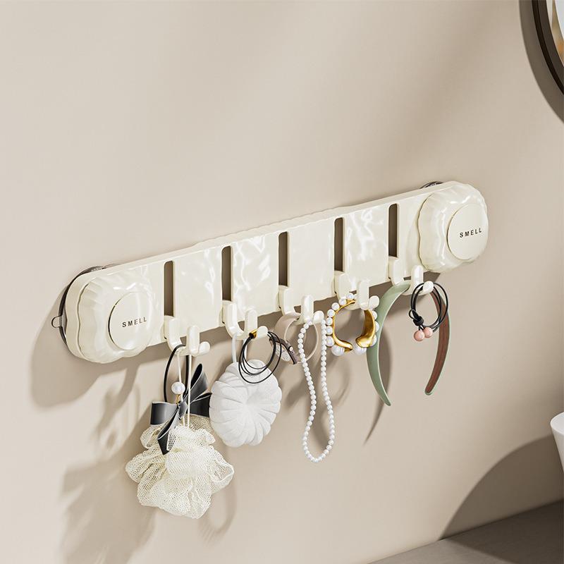 Punch-Free Rotating Suction Cup Bathroom Hook Hanger - Strong Load-Bearing, Seamless Adhesive, Toilet Door/Wall Use