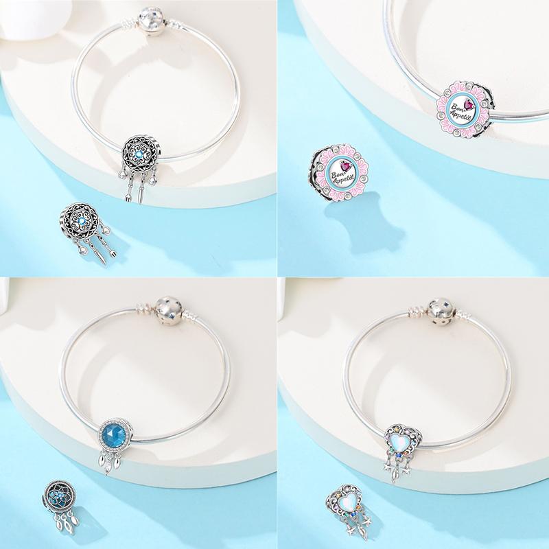 Fashion Copper Feather Colorful Luminous Dreamcatcher Charms Bead Fit Original Bracelets Exquisite Diy Jewelry Gift