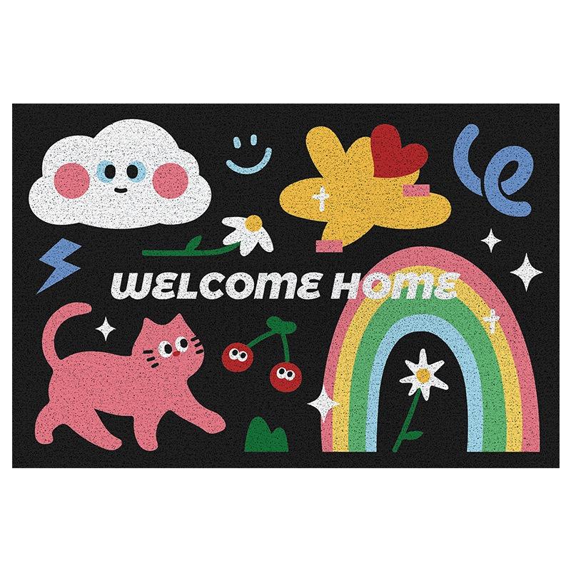 

Cute Cat Themed Door Mat Welcome Home Paw Print Non-slip Entrance Rug for Home Decor Living Room Bedroom Pet Lovers Decoration 40x60cm