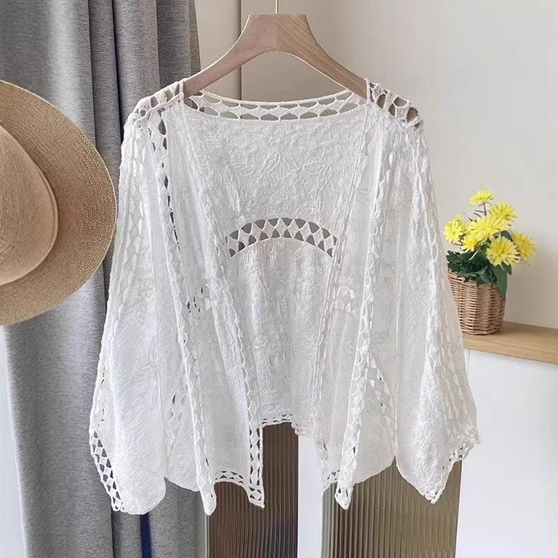 Autumn New Bohemian Vacation Style Hollow Sunscreen Knitted Cardigan Jacket Women's Sweet Loose Chic Top