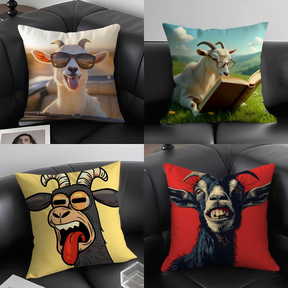 Funny Goat Cute Cushion Cover Pillowcase Ultra Soft Skin Friendly Fabric Cloud Like Comfort  Concealed Zipper