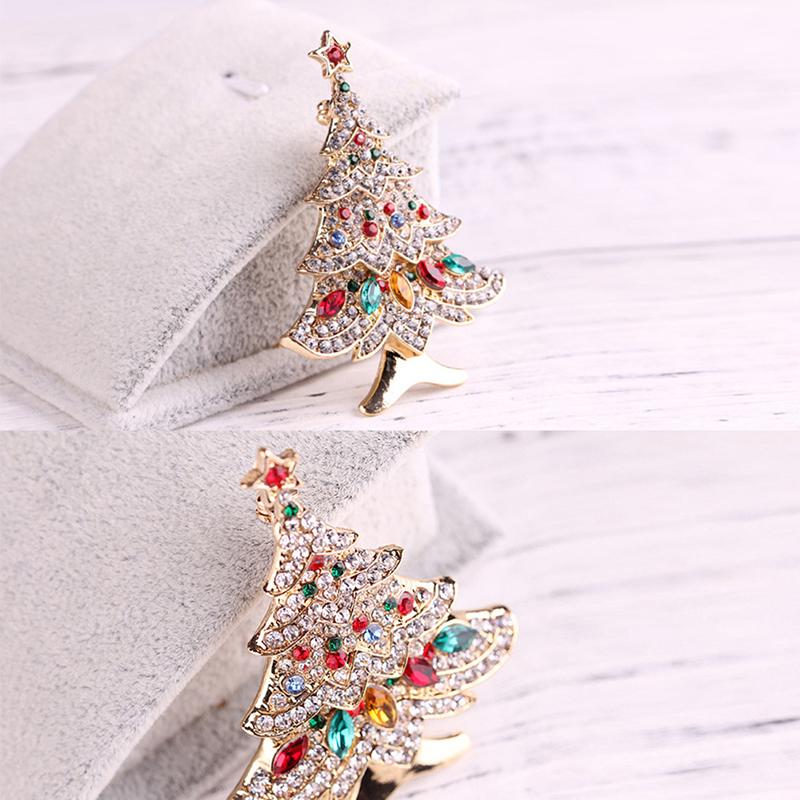 Christmas Rhinestone Star Christmas Tree Brooch for Women Pearl Botanical Pin Banquet Party Backpack Gifts Jewelry Accessories