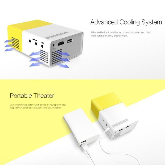 Vidéo projecteur SOPEAR YG300 LED 1080p - Batterie 1300mAh intégrée - Taille d'image réglable