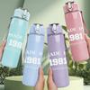 1PC Made In 1981 Faint Pale Text Print 750ml Colorful Plastic Sports Water Bottle Leakproof Pop Up Lid with Straw for Outdoor Work Home Use