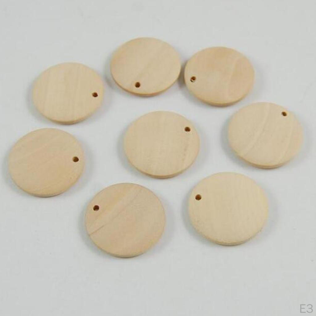 100 Pieces of Wooden Discs Round Circles with Hanging