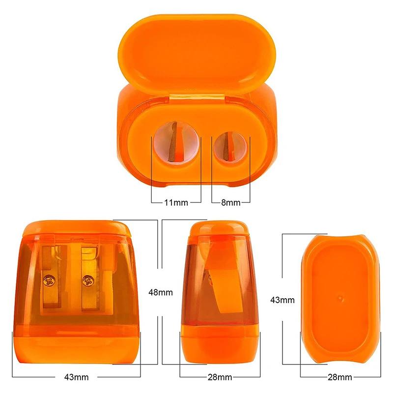 4PCS Dual-Hole Pencil Sharpeners With Lid And Shavings Container Portable Manual Sharpener Set For Colored Pencils
