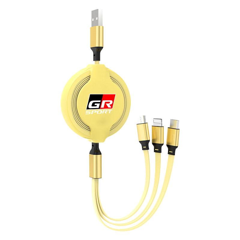 Car Accessories 3 In 1 Micro Cable Multi Charger for Toyota Trd GR Corolla Yaris Chr Auris RAV4 Land Cruiser Camry Highlander