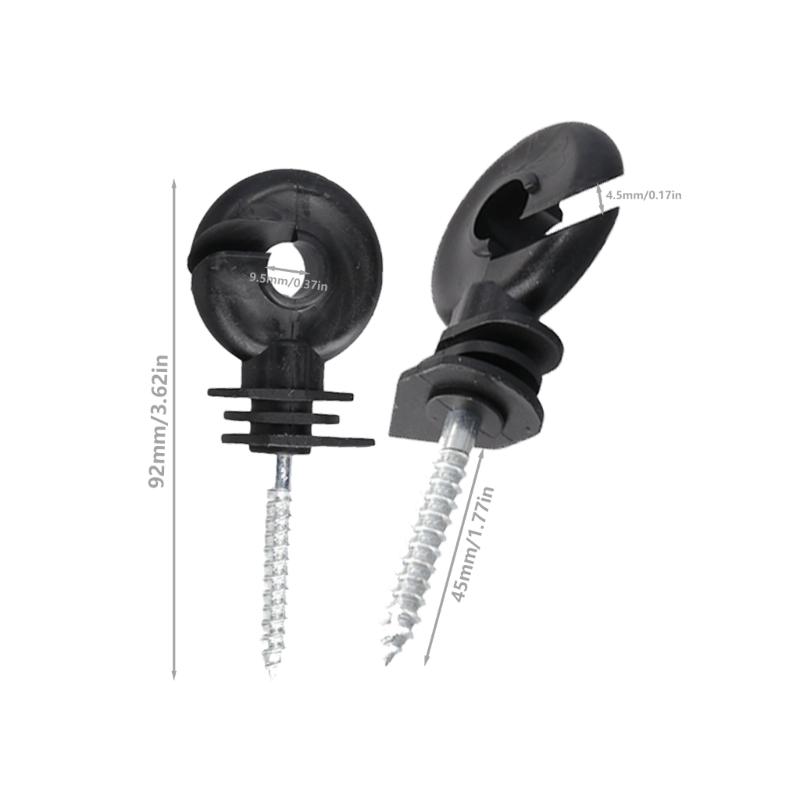 50-piece/set Electric Fence Insulators Screw-In Rings Insulators Electric Fence Accessories Suitable for Wood Post