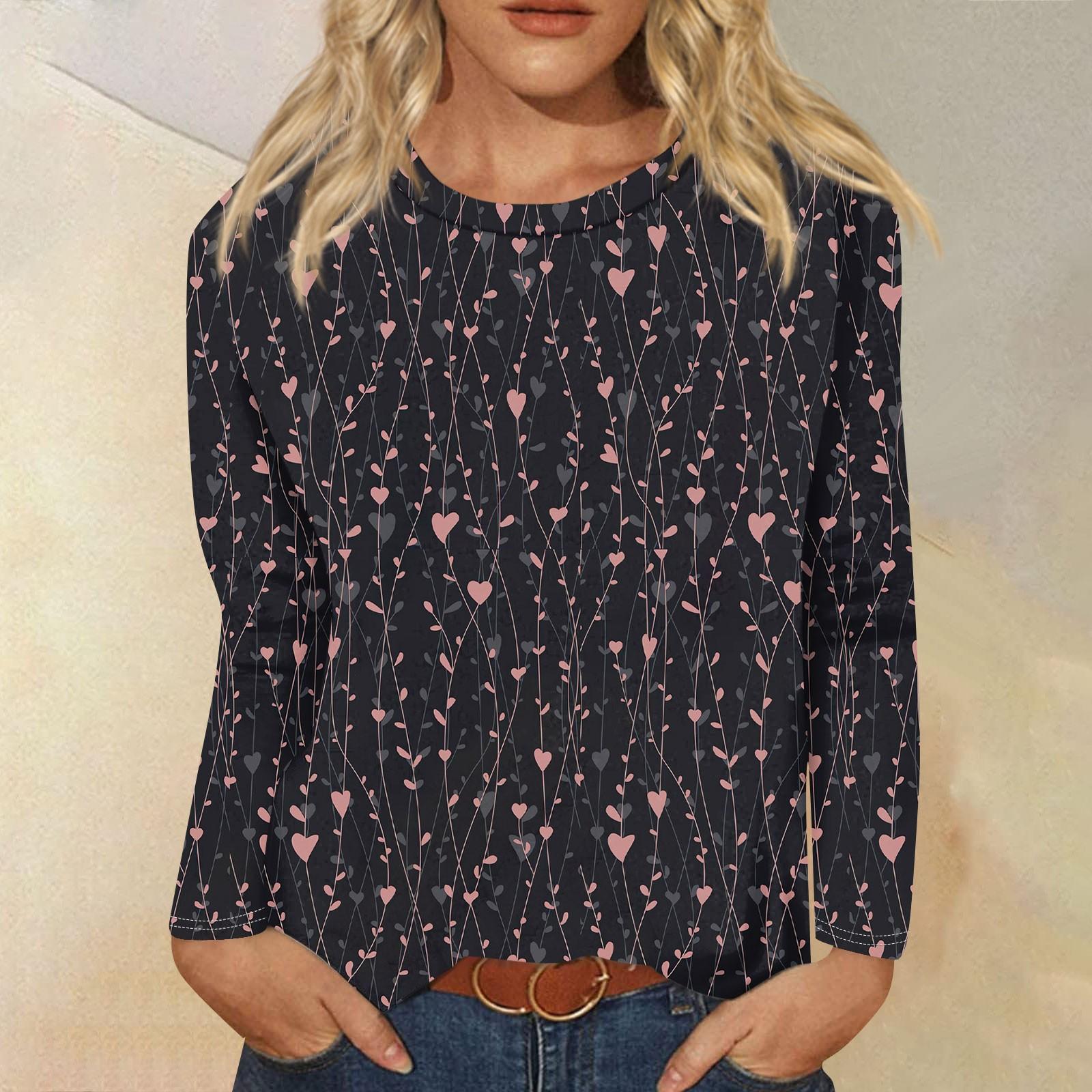 

Женская мода с длинным рукавом и круглым вырезом ко Дню святого Валентина L чёрный